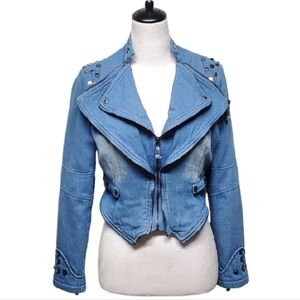 ChouYatou Denim Blue Jean Studded Jacket Size Medium